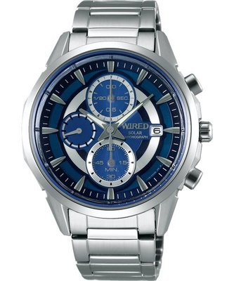 WIRED SOLAR 新款太陽能計時腕錶(AY9005X1)-藍/37mm V176-0AJ0B