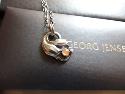 全新 專櫃正品真品 GEORG JENSEN 喬治傑生之 1999年度項鍊 寶石項鍊 橘色月光石