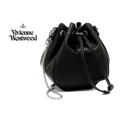 Vivienne Westwood ► ( 黑色×金屬銀色土星 ) 真皮 銀鍊 肩背包 斜背包 側背包｜100%全新正品｜特價