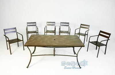 ╭☆雪之屋小舖☆╯鋁合金長方桌椅組/鋁合金戶外休閒桌椅/一桌六椅 A41217 / A19097