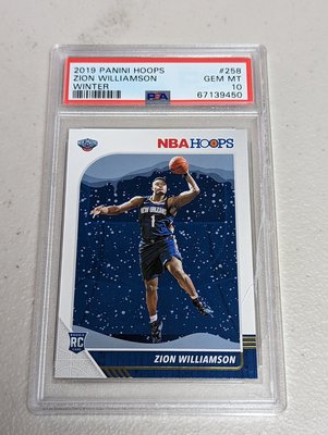 2019-20 Hoops Winter #258 Zion Williamson RC PSA10 卡殼運損