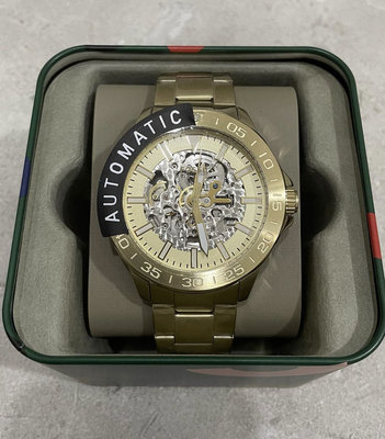FOSSIL Bannon 鏤空錶盤 金色不鏽鋼錶帶 男士 自動機械錶 BQ2680