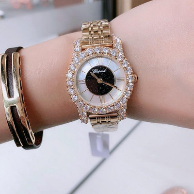 現貨直出 歐美購店家蕭邦 女裝珠寶手錶 女表 肖幫高級珠寶鑽石 L'HEURE DU DIAMANT 系列腕錶 石英機芯 羅馬貝 明星大牌同款