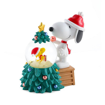 【JARLL 讚爾藝術】聯名款Snoopy史努比亮麗聖誕節(彩色)愉快的驚喜(彩色) 水晶球擺飾 聖誕禮物