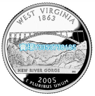 全新美國25分硬幣 50州紀念幣 2005年D版西弗吉尼亞州 24.3mm 紙幣 錢幣 紀念幣【古幣之緣】1816