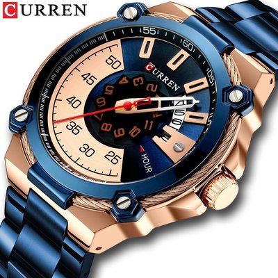 特賣-錶帶 米蘭 手錶配件 CURREN 卡瑞恩 8345奢侈品牌手錶 男士石英手錶 不銹鋼錶帶/時尚防水男士手錶