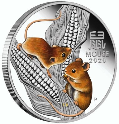 澳洲 紀念幣 2020 1/2oz 鼠年彩色生肖紀念銀幣