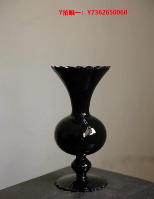 花瓶MOMO HOME家居小紅書中古黑硝子花器黑花瓶客廳書房茶室