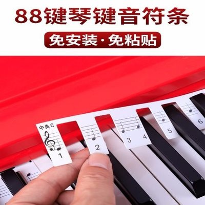 電子琴鍵盤音標貼鋼琴數字音符貼琴鍵貼紙88鍵音符條初學者練習貼小家家樂