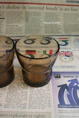 Rose Forest 薔薇森林~~ 二手 早期絕版 法國DURALEX 琥玻玻璃杯 單個售