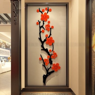 梅花3D立體壓克力壁貼臥室客廳玄關裝飾進門貼喜鵲梅花背景牆面貼
