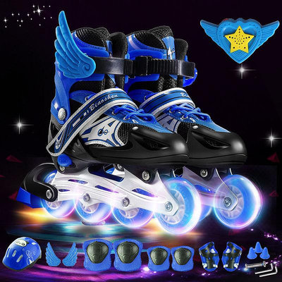 迪卡儂溜冰鞋兒童全套裝3-5-6-8-10歲旱冰直排輪滑可調男女童成人