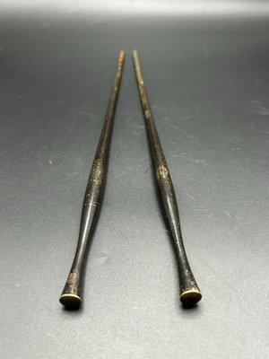 日本中古回流茶道具火筷子銅火筷銅火箸老貨包漿厚重