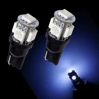 【PA LED】T10 5晶 15晶體 SMD LED 白光 耐熱底座 小燈 儀表燈 定位燈 牌照燈 室內燈