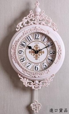 現貨歐式 復古浮雕粉色鐘擺時鐘 古典壁掛鐘牆面歐風藝術時尚掛鐘搖擺牆鐘 時鐘靜音鐘牆面裝飾鐘可開發票