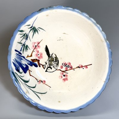 台灣早期老碗盤 碗(#13) — 喜上眉梢 碗公 直徑20.5公分 高度7公分