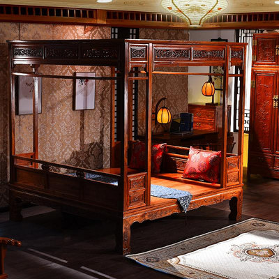 仿古家具實木雙人床千工拔步床踏步床老式架子床中式印尼花梨木床