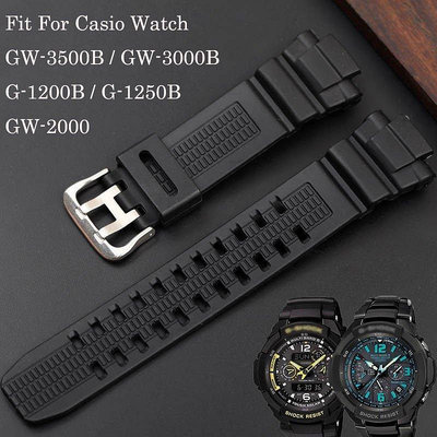 熱銷 適配卡西歐 GW-3500B GW-3000B G-1200B G-1250B GW-2000 黑色錶帶--可開發