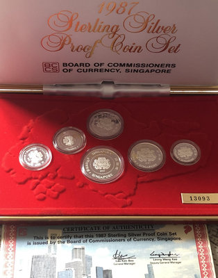 【鑒 寶】（世界各國錢幣） 新加坡1987年精製紀念銀套幣6枚全套（完未品） DDS376