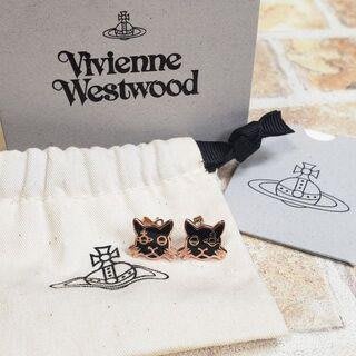Vivienne Westwood ( 黑色×玫瑰金色 ) 貓咪 土星眼睛 琺瑯材質 耳環｜100%全新正品｜數量稀有！