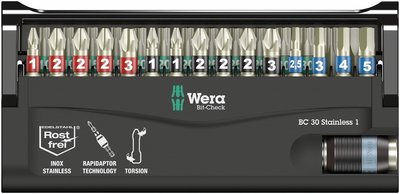 【美德工具】德國工藝 頂級工具Wera BC/30 不銹鋼起子頭含快速接桿 30件組可用於bosch makita