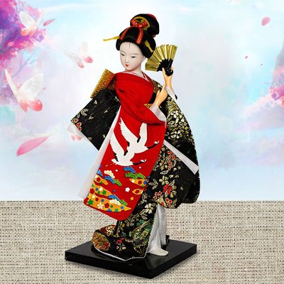 9寸人形日本藝妓日式和服娃娃人偶精美手工藝人偶桌面擺件