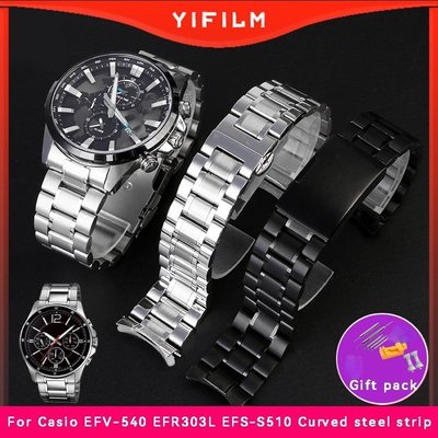 Yifilm 適合卡西歐 EFR303L EFV-540 500 EFS-S510 MTP1375 男士精鋼錶帶-奇點家居