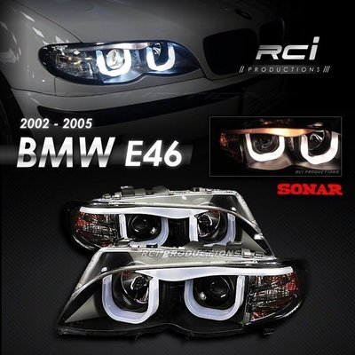 RC HID LED專賣店 BMW E46 4D 02~05 SEDAN 魚眼大燈 LED U型光柱 台灣製 SONAR