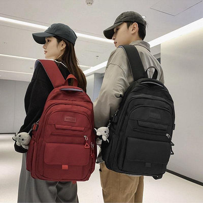 時尚休閒簡約後背包女孩大容量多層中大學生學校書包背包