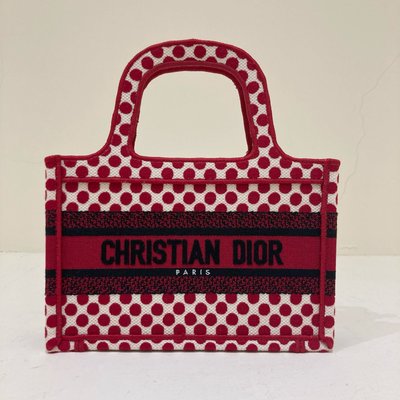Christian Dior Book Tote mini 紅白點點《精品女王全新&amp;二手》