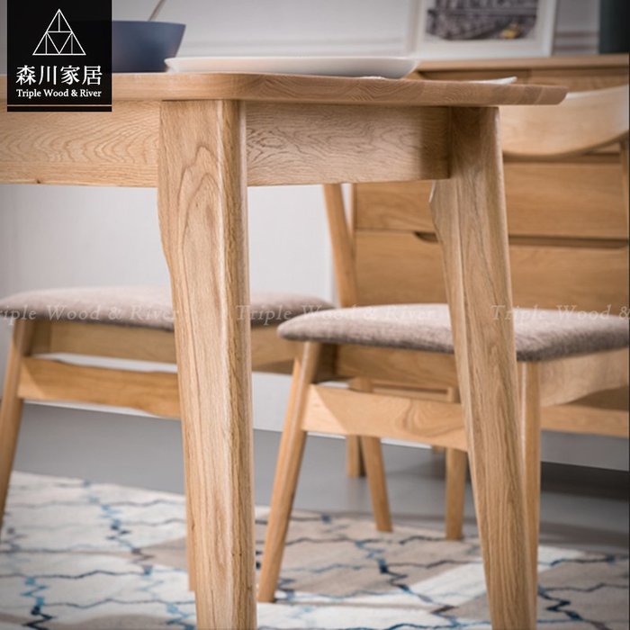《森川家居》NRT-39RT02-北歐白橡木原木1.6米餐桌 萬用桌實木民宿/餐椅收納設計/美式LOFT品東西IKEA