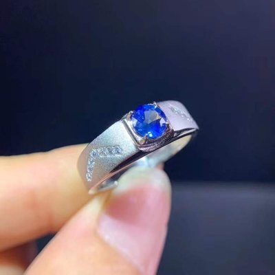 【藍寶石戒指】天然藍寶石戒指 男戒 斯里蘭卡成色超優 皇家藍 1.85克拉 高淨度 經典新款 超值價!