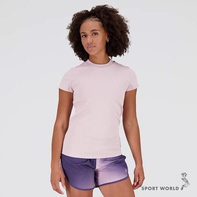 New Balance 女裝 短袖上衣 針織 排汗速乾 粉【運動世界】WT21107SOI