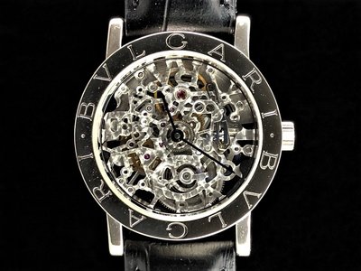 【北林流當品】BVLGARI 寶格麗 雙簍空透明 Automatic 33mm 寶格麗手錶 K金外框