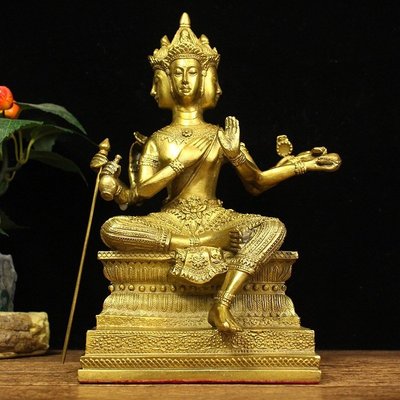 現貨純銅泰國四面佛擺件大梵天王佛像有求必應佛印度神像泰式裝飾擺件可開發票
