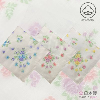【e2life】日本製純棉雙層麻紗手帕 - 小玫瑰