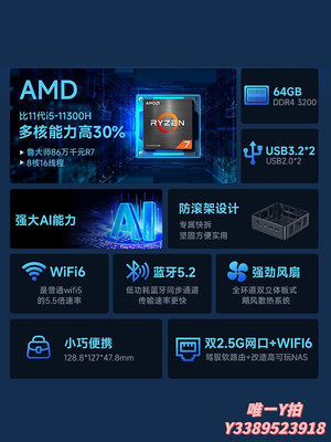 遊戲機R7-5700U迷你主機極摩客M5小電腦AMD臺式微型便攜辦公游戲PCmini
