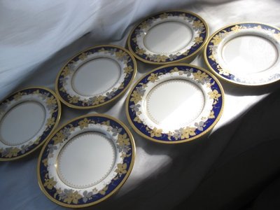 日本製 頂級 日本製~鳴海 NARUMI骨瓷 金銀葉藍帶系列~茶杯咖啡杯組1盤