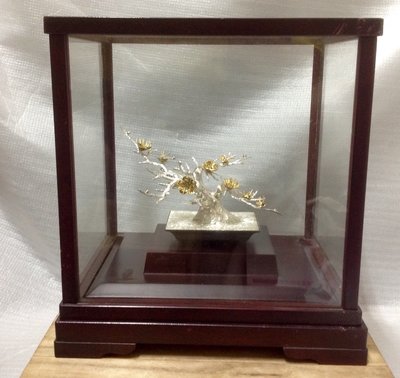日本純銀梅花盆栽  落有純銀 純銀部份重40.9g