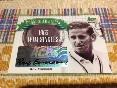 2013 ACE Grand Slam - Roy Emerson Heros 男單冠軍 簽名卡 1965 溫布頓