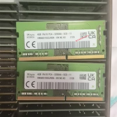 SK海力士HMA851S6DJR6N-XN DDR4 4G 1RX16 PC4-3200AA筆電記憶體