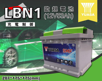 全動力-湯淺 YUASA 歐規電池 免加水 汽車電瓶 LBN1 (55Ah) 全新直購價 同54801 福斯適用