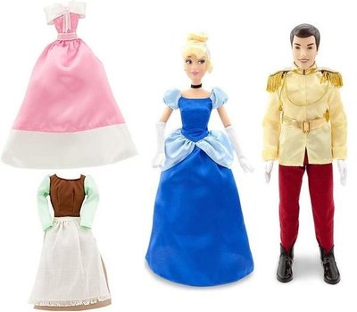 Disney迪士尼公主Cinderella仙履奇緣灰姑娘Barbie芭比娃娃+白馬王子Ken肯尼+電影經典款衣服組