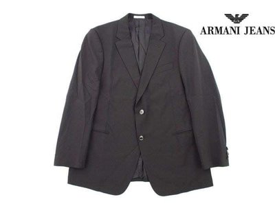 9成新ARMANI 亞曼尼 義大利製 黑色羊毛正式款商務西裝外套(54)