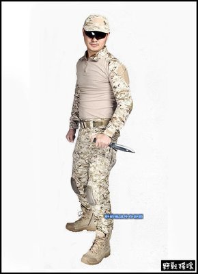 【野戰搖滾-生存遊戲】美軍Gen2迷彩戰術服、青蛙裝~含護膝護肘【數位沙漠迷彩】(上衣+褲子)數位迷彩服AOR1