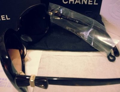 ♥♥♥CHANEL 香奈兒咖啡色大蝴蝶結太陽眼鏡～附購買證明♥♥♥
