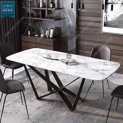 【新竹清祥傢俱】PRT-36RT02- 現代簡約造型岩板餐桌(不含椅)180cm 客廳 設計 時尚