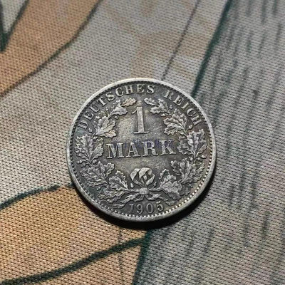 德國 德意志第二帝國 1905年 1馬克銀幣，老味道，有流通【店主收藏】35223