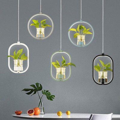 北歐植物吊燈創意個性咖啡餐廳奶茶店鋪商用裝飾工業風吧臺小吊燈