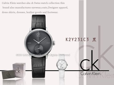 CASIO手錶專賣店 國隆 CK手錶專賣 Calvin Klein_K2Y231C3_黑面皮革_發票_保固